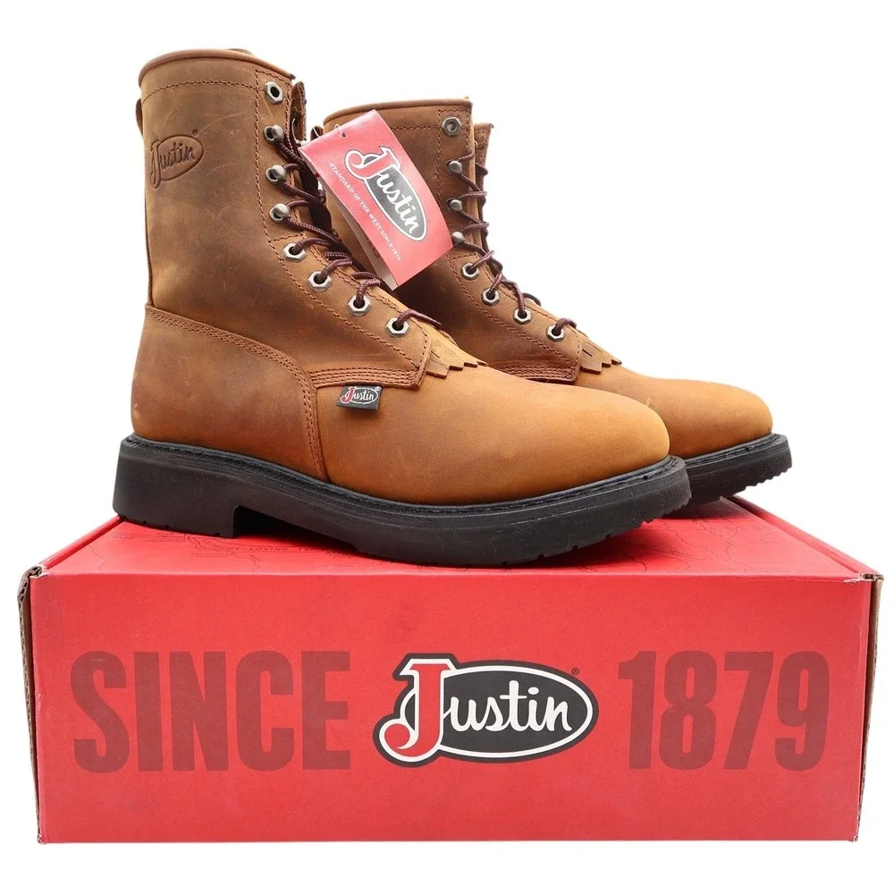 Justin Modern Work Boots Mens 9.5 D Aged Bark Brown Leather OW760 NWT Box